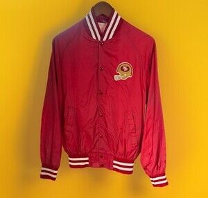 L VINTAGE 1980s Active Generations San Francisco 49ers Jacket Sz M Distressed